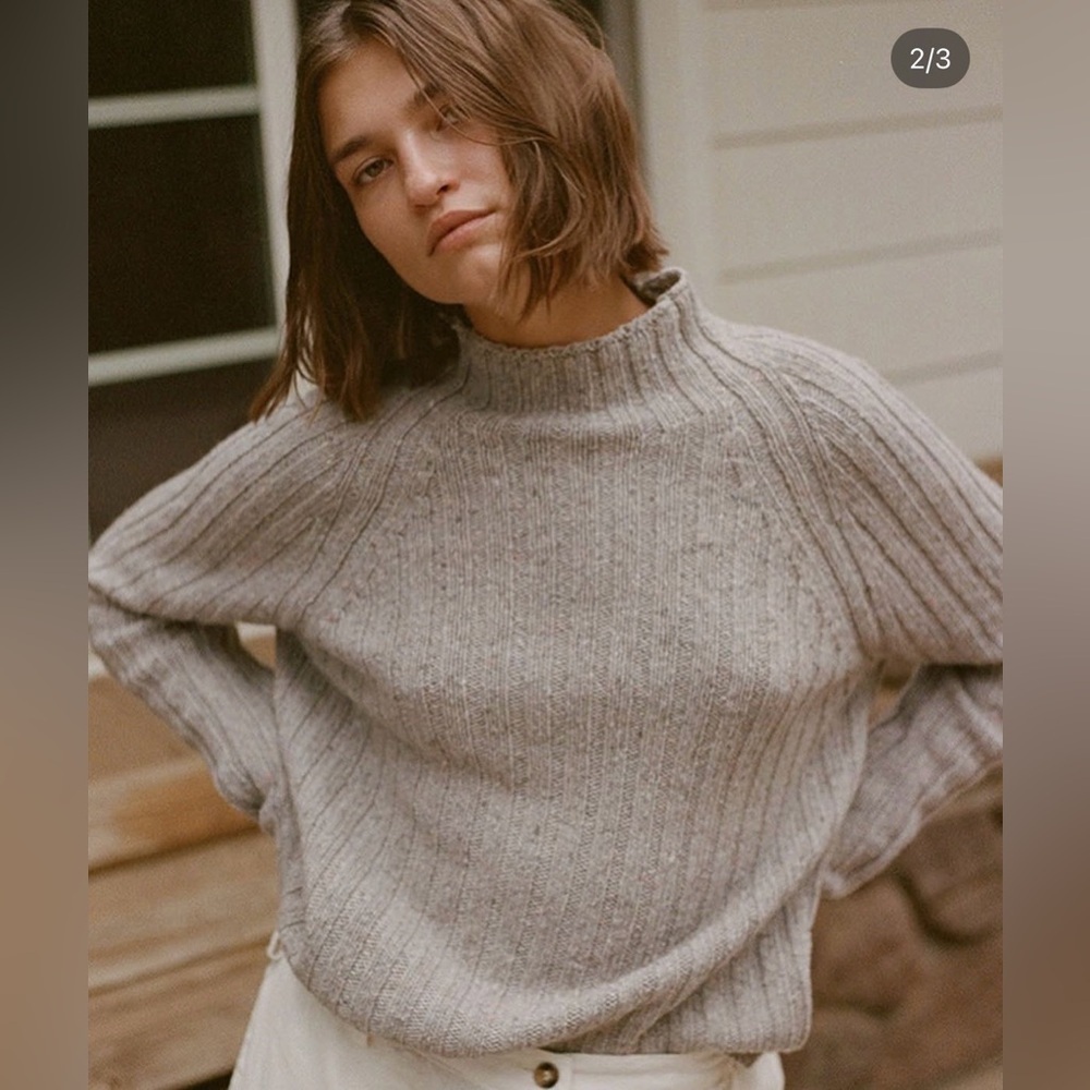 Ciao Lucia Lorenzo Ribbed Speckled MerinoWool Alpaca Blend Mock Neck Sweater
